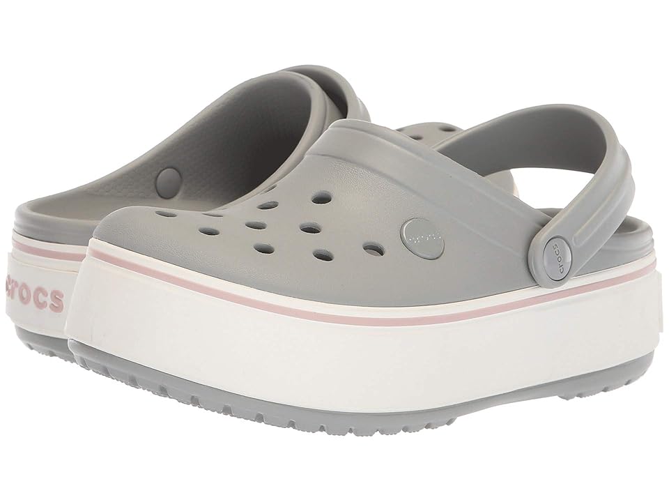 

Crocs Crocband Platform Clog (Light Grey/Rose) Women's Clog Shoes, Gray