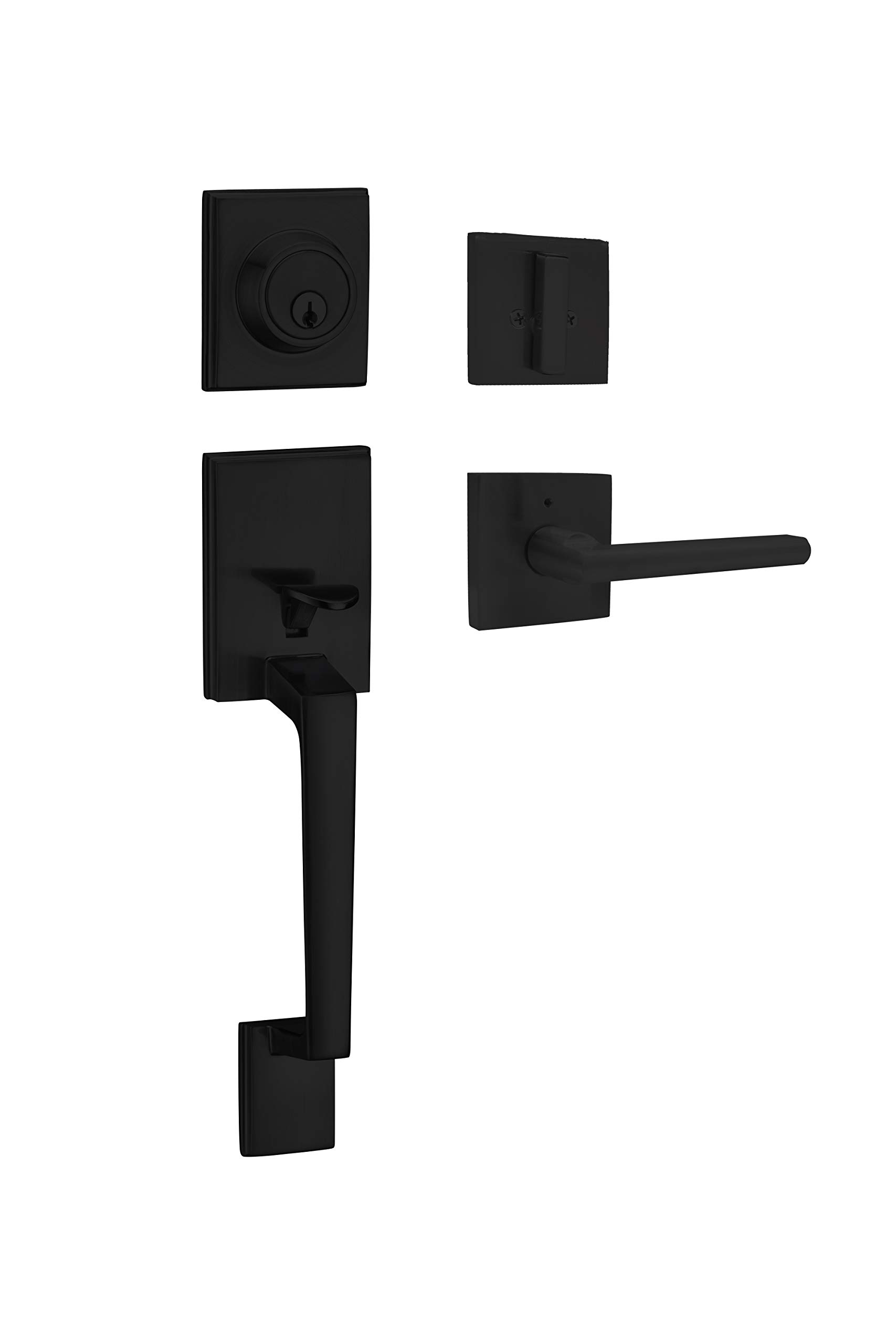 Colosus NDL833 Single Cylinder HandleSet with Lever Door Handle for Entrance and Front Door, Reversible for Right and Left Handed deadbolt Handle Set Iron Black Finish