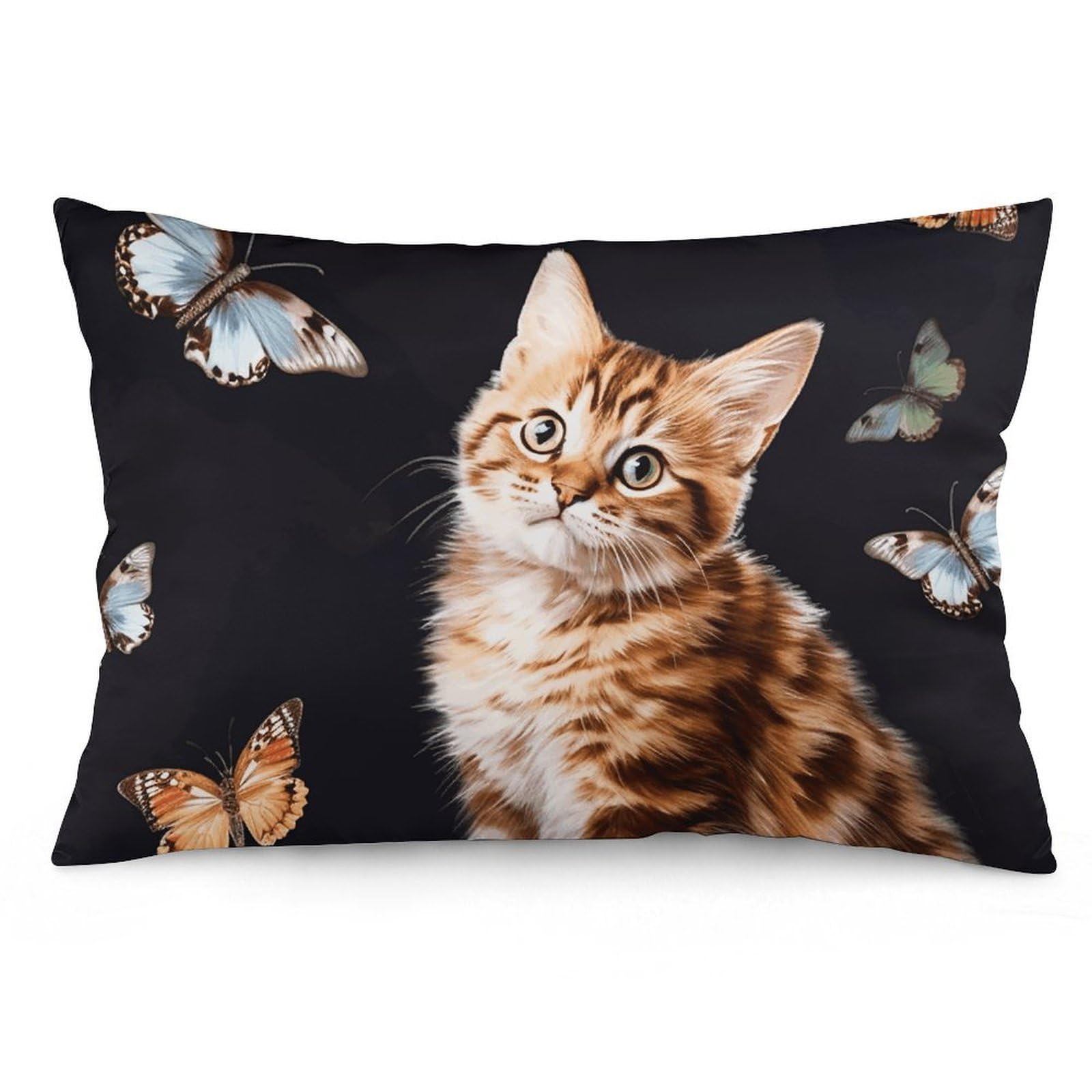 2 Pack Pillow Cases for Hair and Skin, Soft Breathable Pillow Case Covers with Hidden Zipper, Cat Butterfly Pillowcase 16 "x24 Pillow Covers for Sleeping Gift