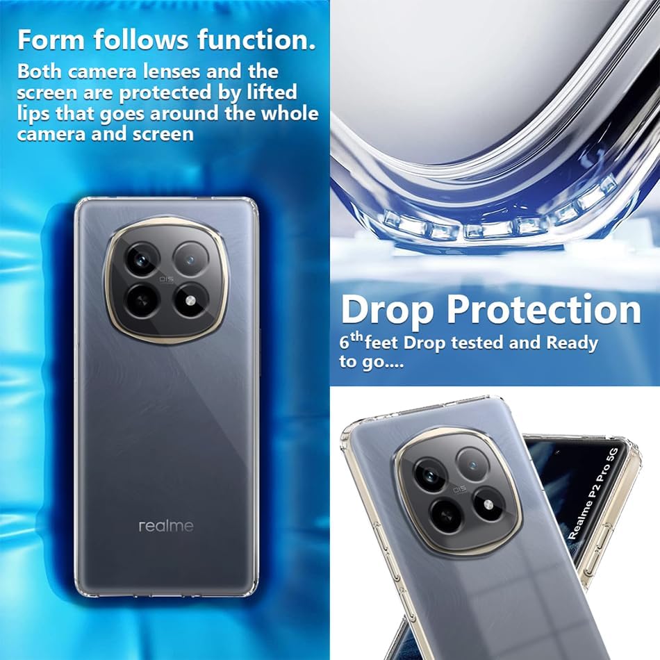 Image of COVERBLACK Soft Rubber Back Cover Compatible Model for Realme P2Pro - RMX3987 - Transparent