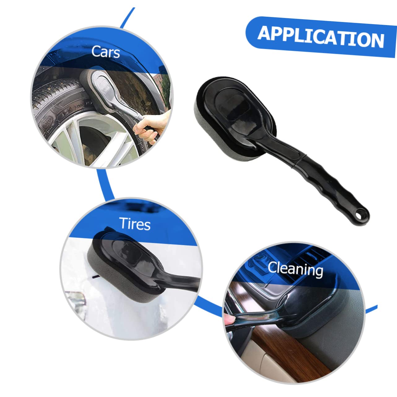 Amosfun 5 Pezzi Spazzola per Pulizia Pneumatici con Ergonomico Antiscivolo Applicatore Lucidante per Pneumatici con Sostituibile Ad Assorbimento Elevato Leggera e Facile da Usare per