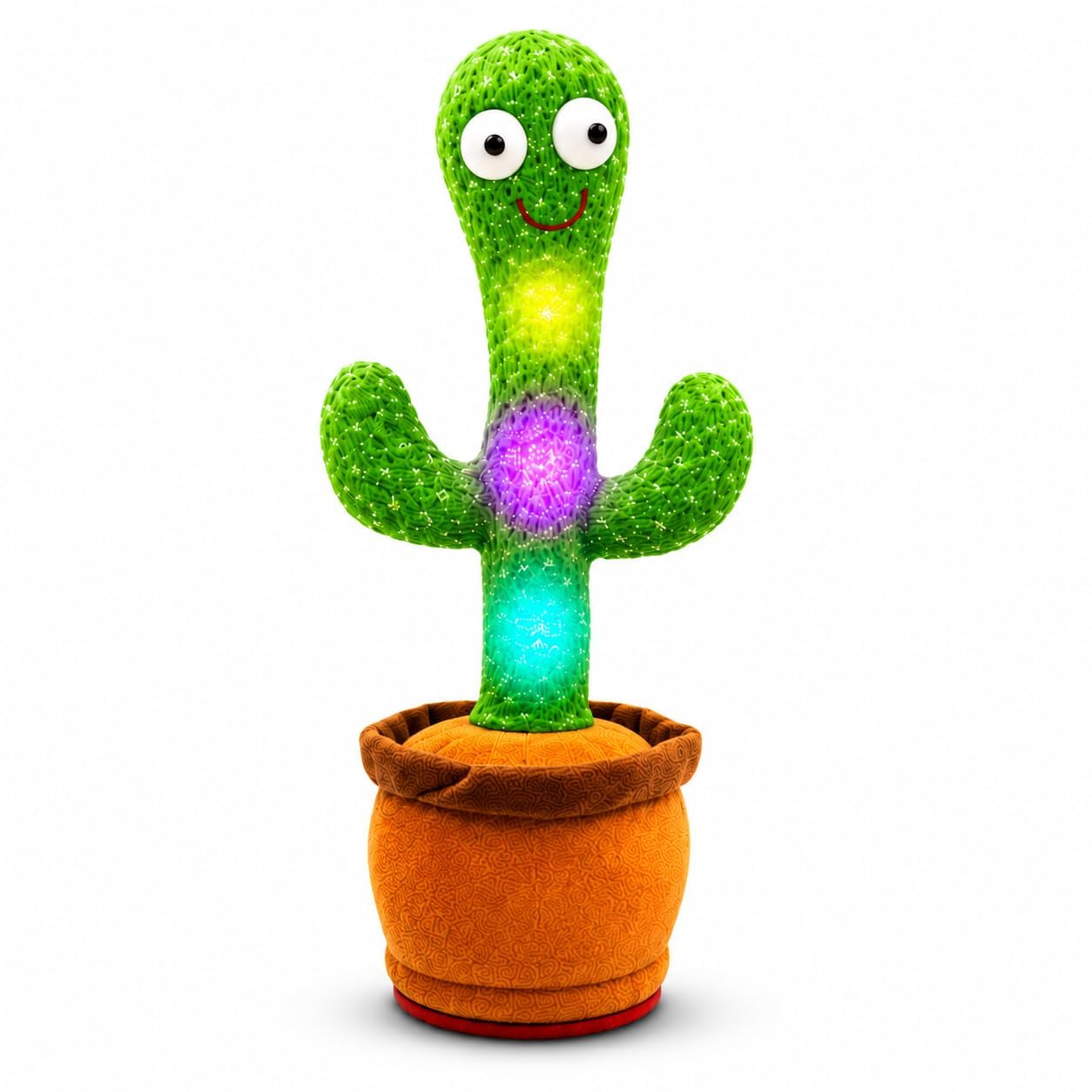 dancing cactus plush toy with led lights and music | talks & repeats voice, colorful led lights, wiggling motion, kids toy, battery operated