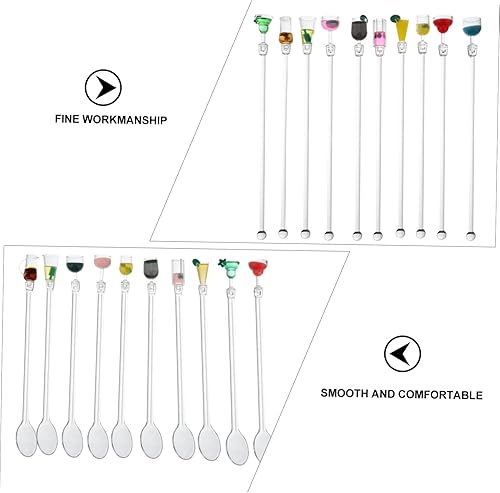 Miniatura 5 de jojofuny 20 palitos de frutas con mango creativo, cucharada, bebida, fiesta, swizzle, jugo, mezcla, para varios cristales, restaurantes, cócteles,