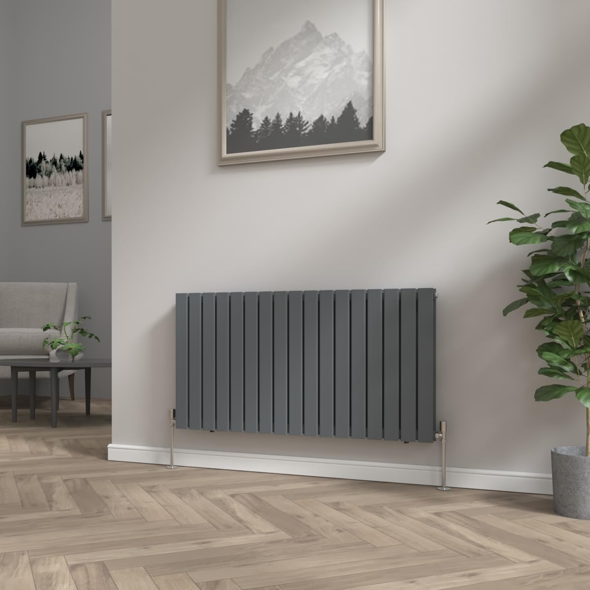 NRG 600x1156 mm Anthracite Column Designer Radiator Horizontal Double Flat Panel — image 1