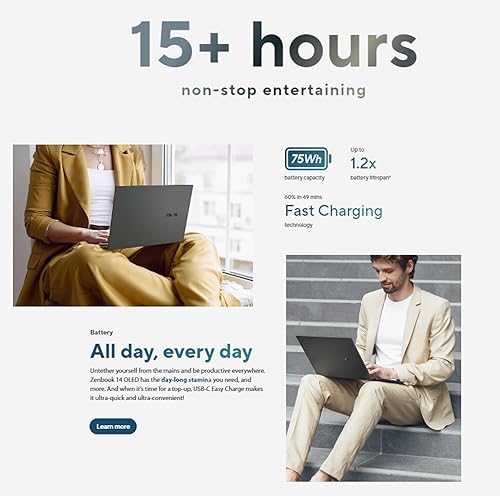 Miniatura 4 de ASUS ZenBook 14 Pro OLED Q425 Business Laptop (14" FHD+ pantalla táctil, Intel Ultra 7 155H ( i7-13700H), 16GB LPDDR5x-7467MHz, 1TB SSD) AI PC,