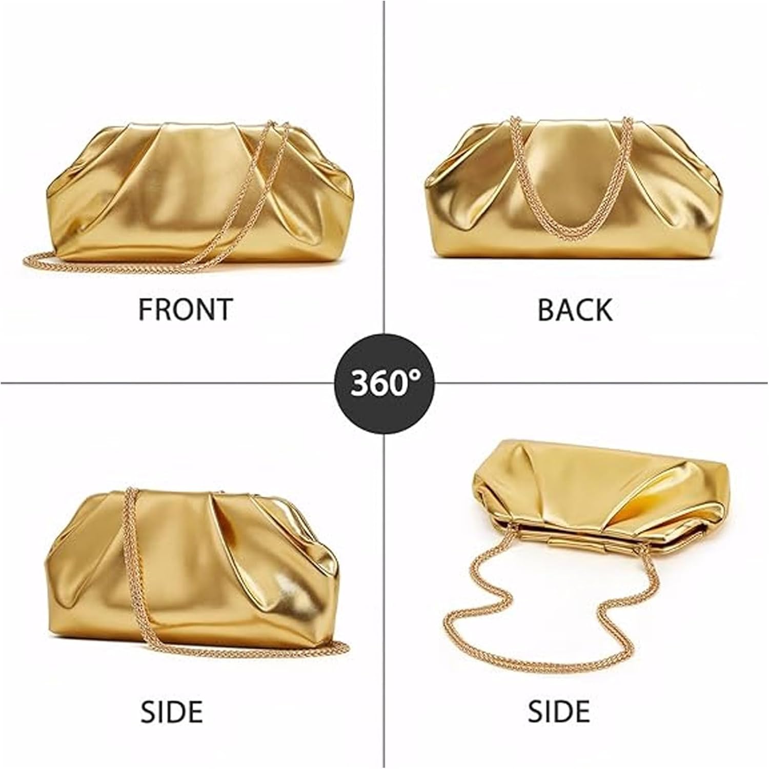 Clutch Purse for Women, Vegan Leather Evening Bag, Soft Pleated PU Small Purses for Formal Wedding, Dressy Party - Image 3