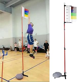 CIADAZ Adjustable Height Vertical Jump Tester, School Gym Vertical Jump Trainer Training Equipment, Metal Jump Measurement Tool with Colorful Vane