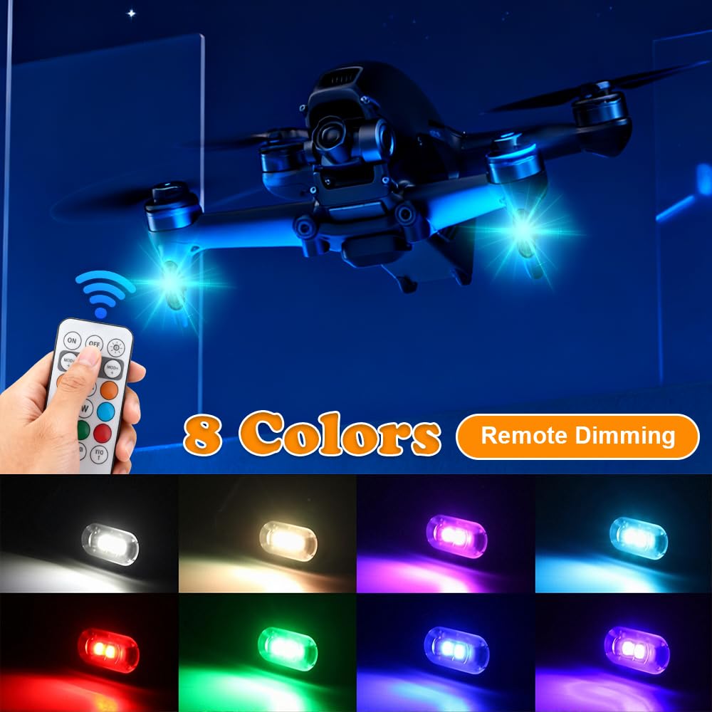 Bezprzewodowe światła LED, 6 sztuk, 8 kolorów, stroboskop, wodoszczelne, pilot zdalnego sterowania, lampa błyskowa z pilotem zdalnego sterowania, ładowanie przez USB, światła antykolizyjne, LED
