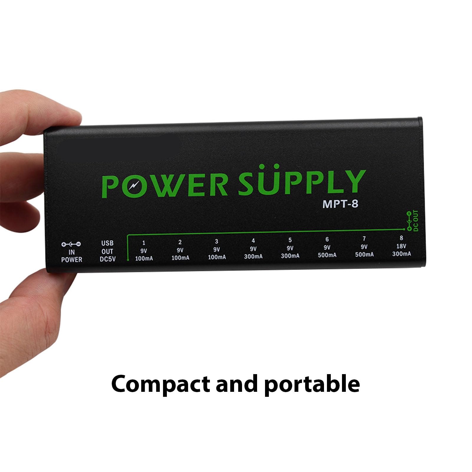 HUIOP Alimentatore per Pedali per Chitarra a 8 canali con Protezione Indipendente dai cortocircuiti Indicatore di Alimentazione a LED Alimentazione per Pedali per Effetti a Pedale per Chitarra
