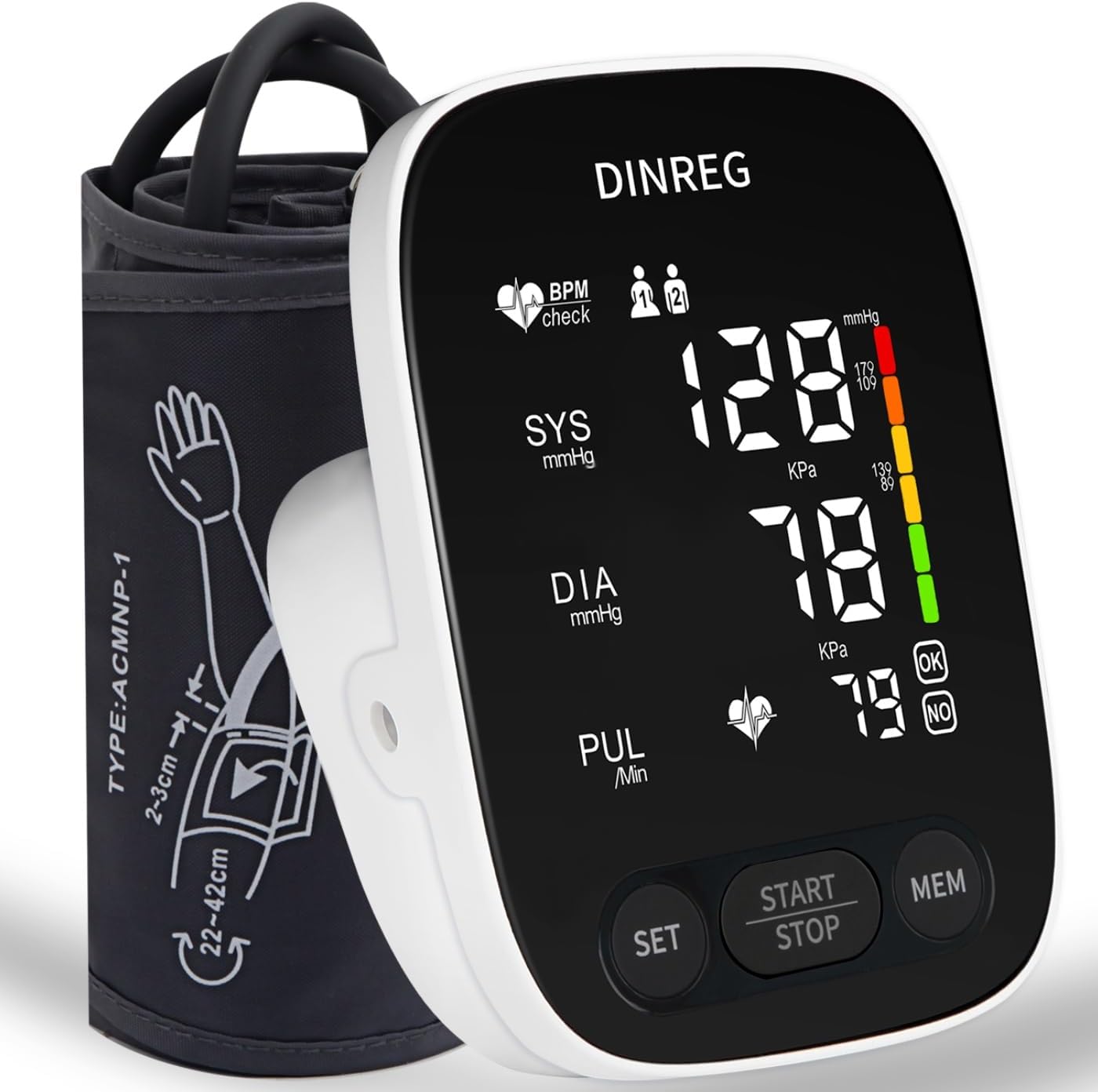 blood pressure monitor upper arm for home use bp machine with 2 * 90 reading memory adjustable arm cuff 8.7"-16.5" large display with talking function led background light (blackbutton)