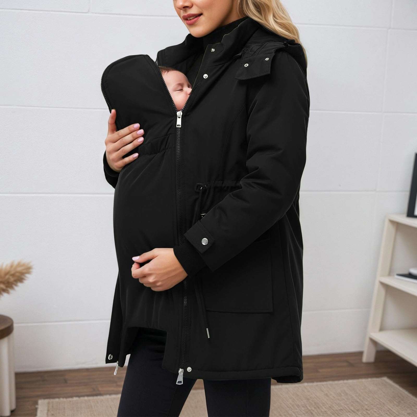 pvucpot Giacca di Cotone 3 in 1 Inverno Lungo Buffer Piumino Parka con Cappuccio con Tasche Giacca di Cotone Impermeabile 2025