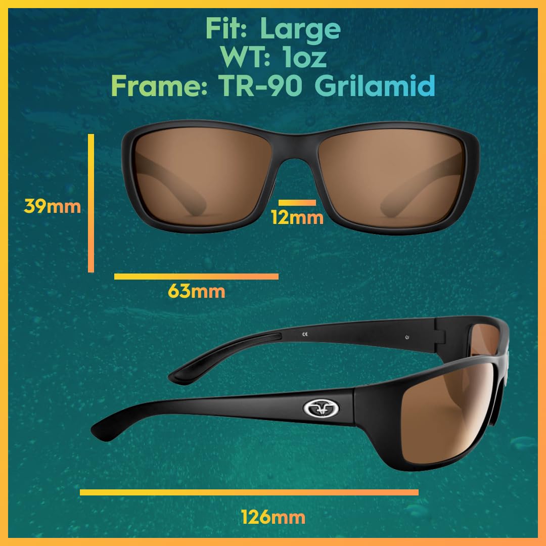 Flying Fisherman Cay Sal Polarized Sunglasses with Matte Black Frame, Amber Lenses