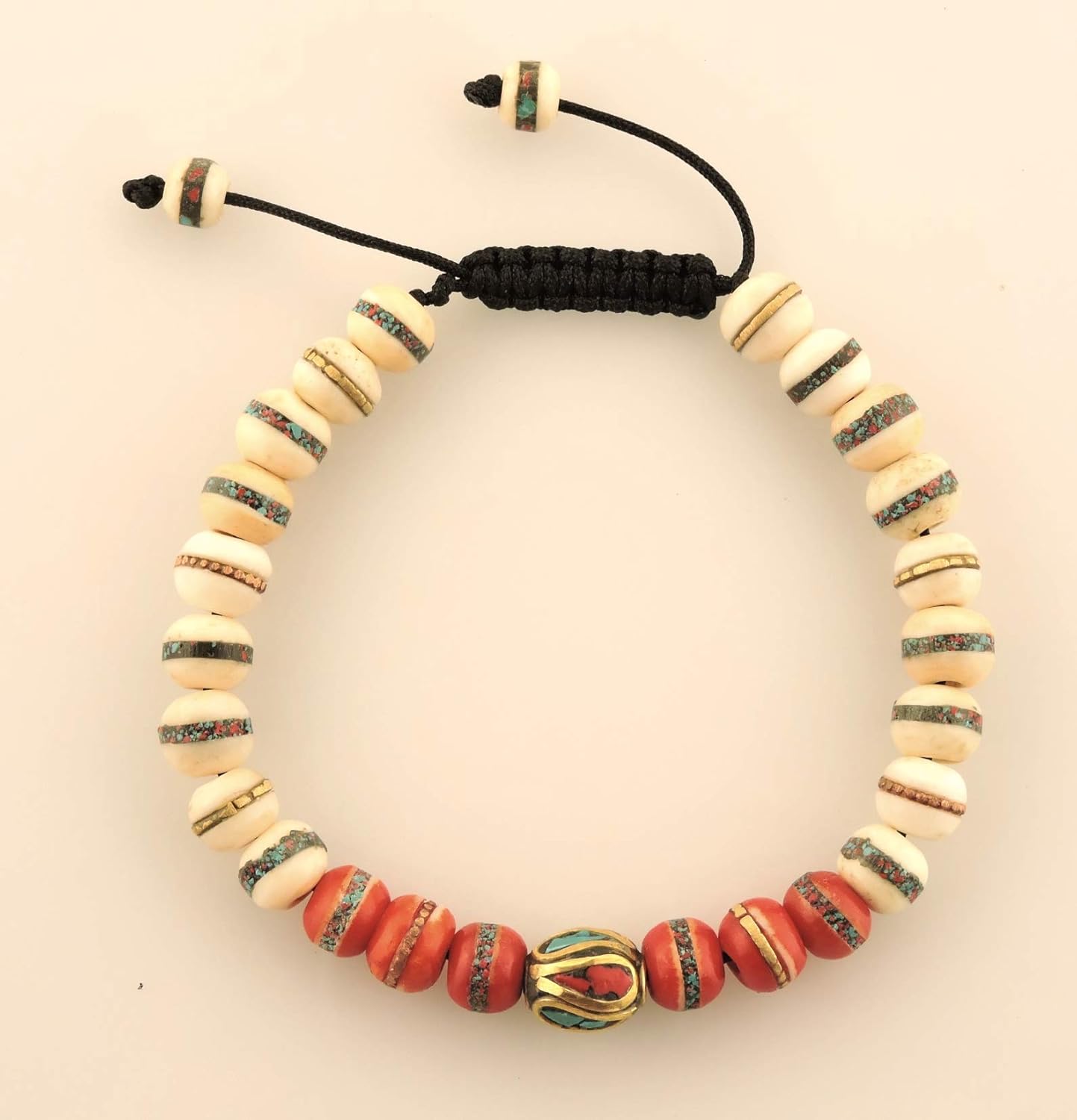 Hands Of Tibet Embedded Medicine Bracelet Yoga Healing Beads Adjustable Wrist Mala Many Color Choices (White/Red) - Image 3