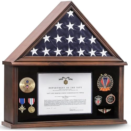Burial Flag Display Case Wooden Walnut Finish for 5x9.5 Military Flag