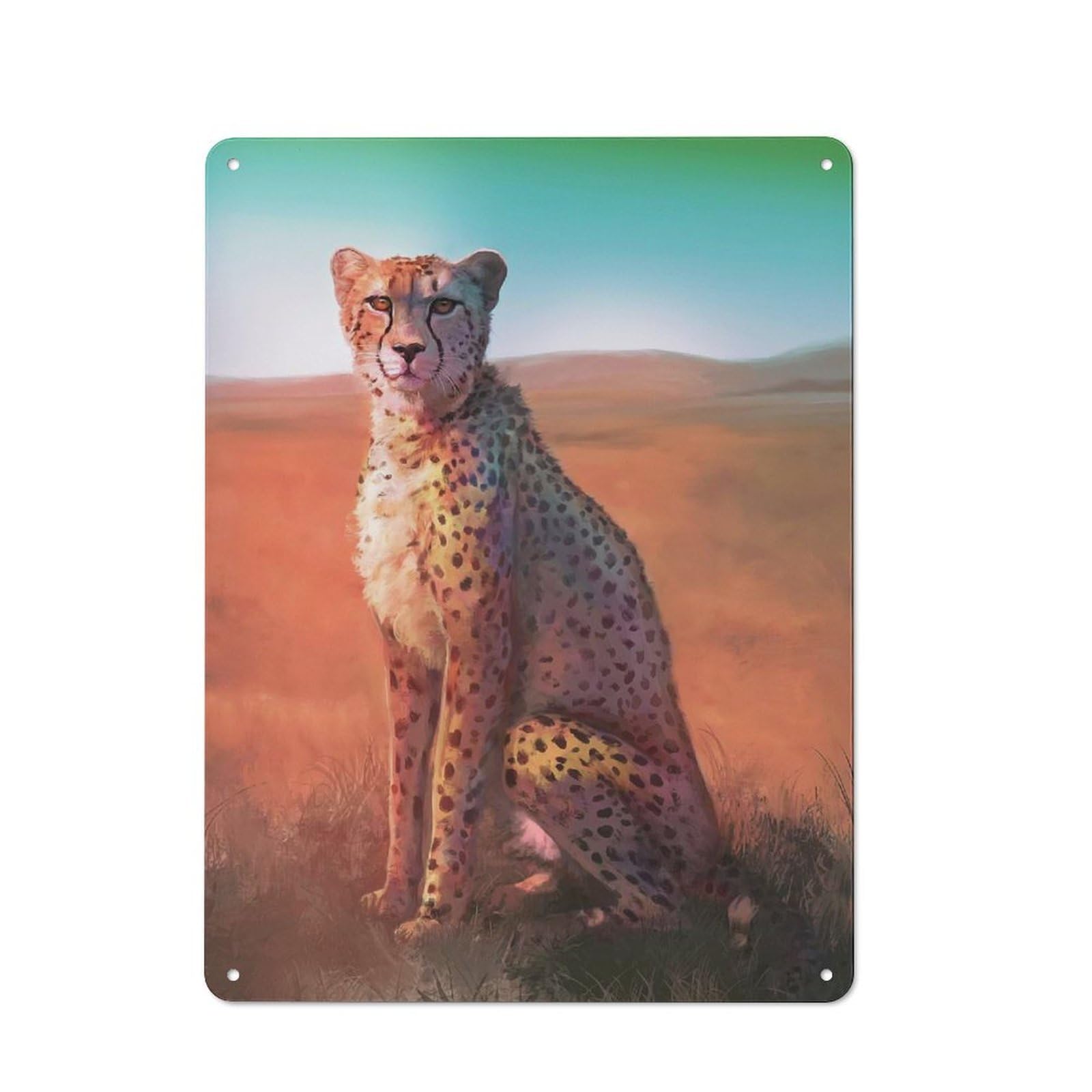 Junmoney African Savannah Tin Sign With Design 40X30cm, Outdoor Room Porch Wall Decor For Greenhouse, Garden Room, Cafe Or Entryway