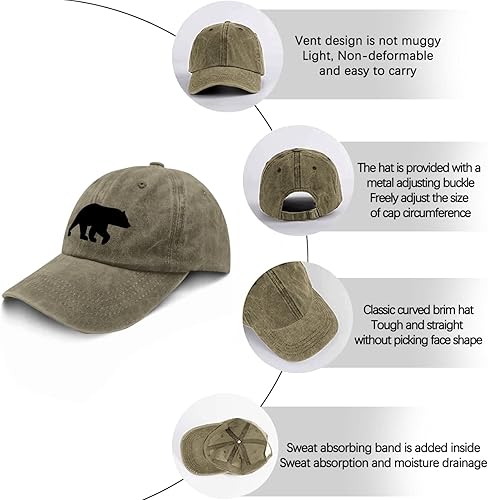 Miniatura 6 de devor Gorras de oso para papá, gorras de béisbol ajustables para mujer