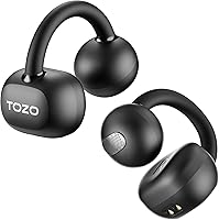 TOZO OpenEarRing Open-Ear Clip Earbuds: 5.1g Ultra-Light, 40H Playtime, Bluetooth 5.4, App EQ for Running Workouts Black