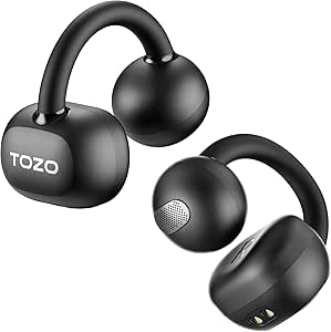 TOZO OpenEarRing True Open Ear Headphones, Lightweight Comfort Open Ear Clip Wireless Earbuds, 40H Play Bluetooth 5.4 Headphones with Smart Digital Display Design Fit Sports Running, Workout Black asin的图片