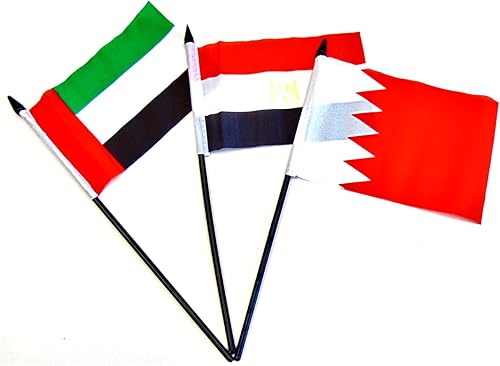 Miniatura 5 de Juego de 22 banderas de poliéster de 4 x 6 pulgadas, una bandera para cada país en la liga árabe, centro de mesa y escritorio en miniatura de 4 x 6