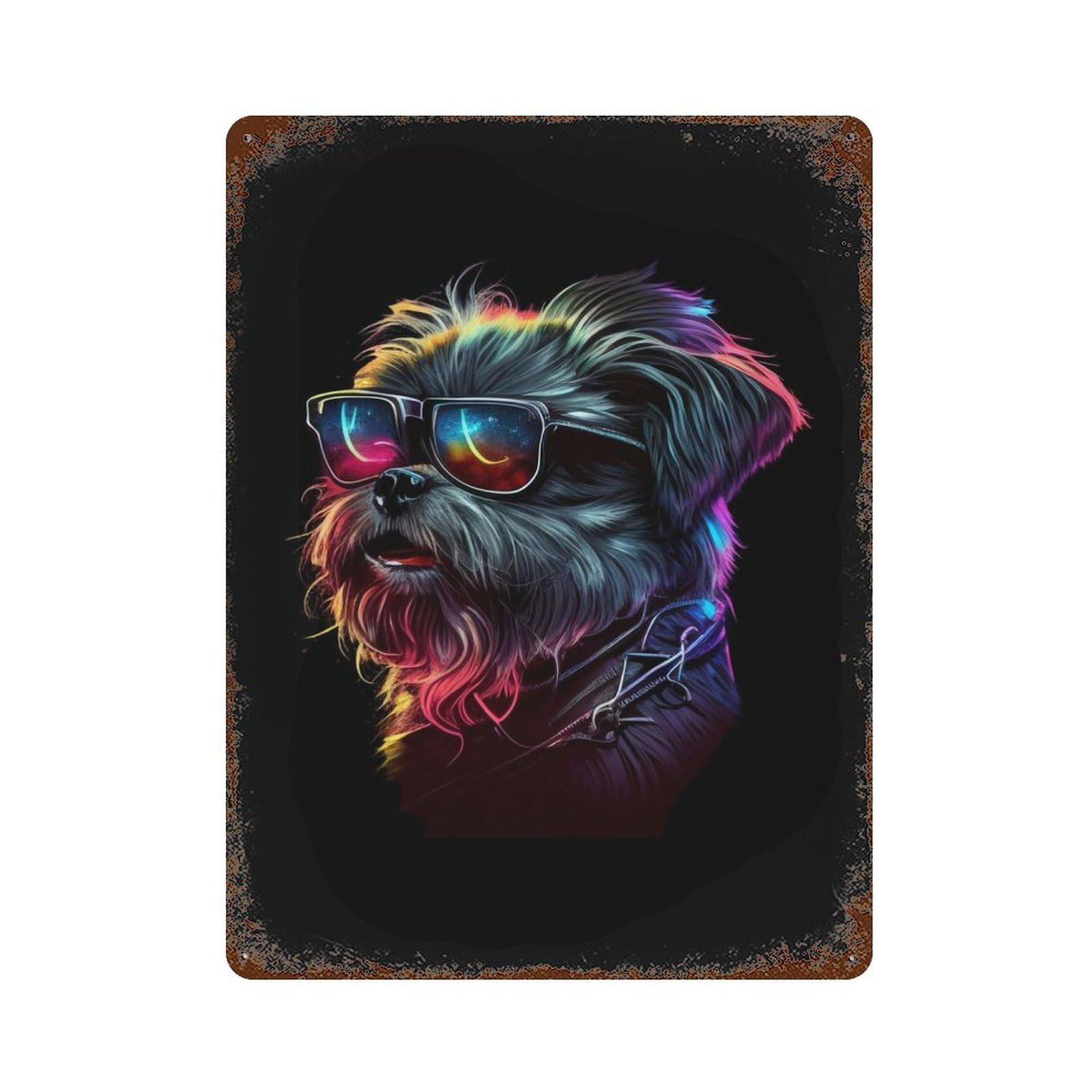 Brussels Griffon Aged Metal Wall Plaque 15.7"x11.8", for Living Room, Hallway And Home Decor, Shabby Chic Decor