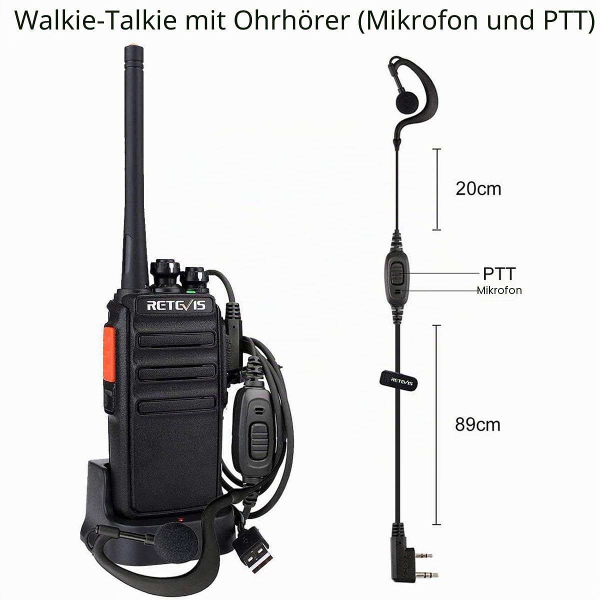 Retevis RT24 Plus Funkgeräte Professionell, PMR Walkie-Talkie Erwachsene Aufladbar, 16 Kanäle VOX CTCSS&DCS, Funksysteme mit Headset, Walki Talki 6er Set für Schule und Gewerbe (6 STK, Schwarz)