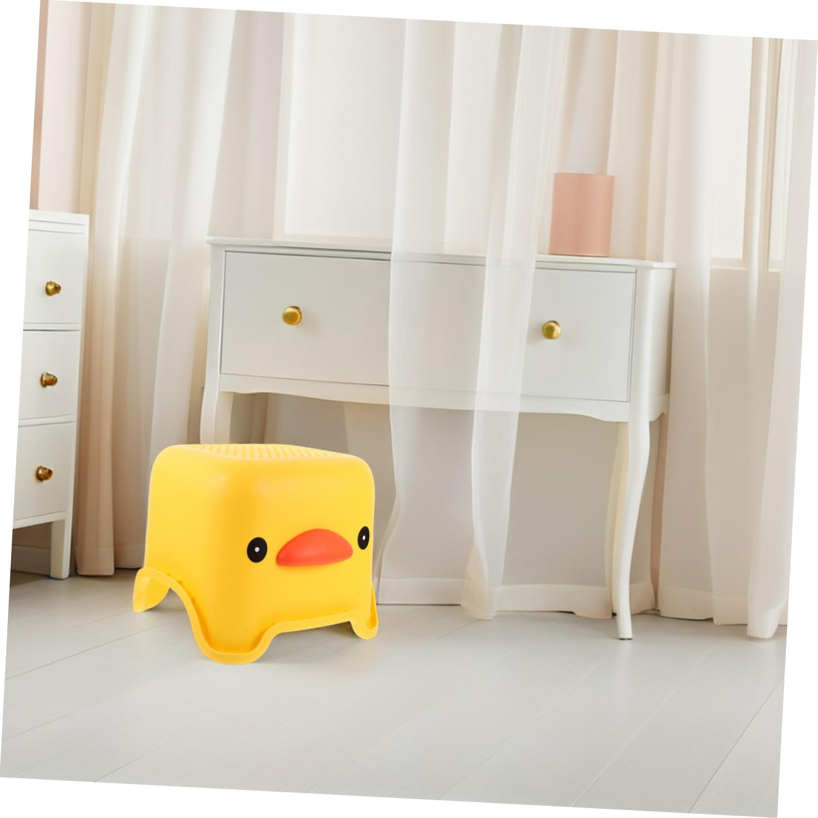 Sosoport Sgabello Per Bambini Portatile in Plastica Resistente, Sgabello Basso Quadrato Multifunzionale Per Bagno, Cucina e Camera Da Letto, Seduta Comoda e Organizer Design Papera