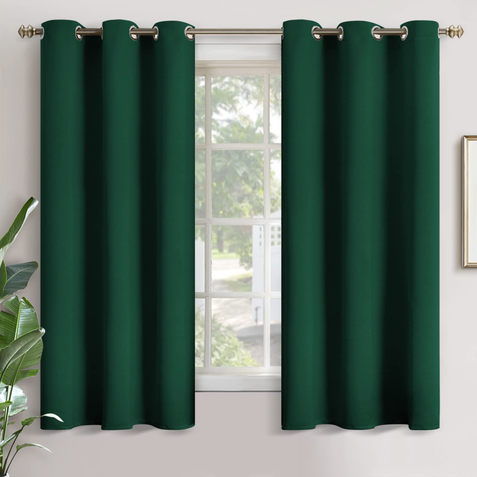 YoungsTex Emerald Green Blackout Curtains 63 Inch Length for Bedroom