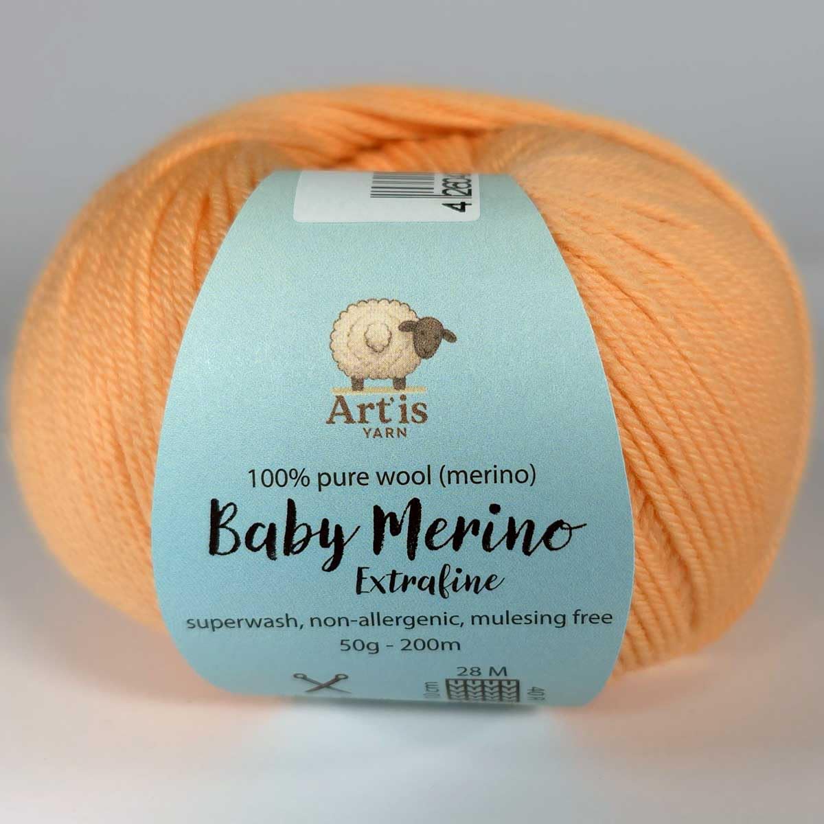 Baby Merino Extrafine Art'is Yarn 100% Wool Mulesing-Free & Superwash (50 g / 200 m) (225 Salmon)