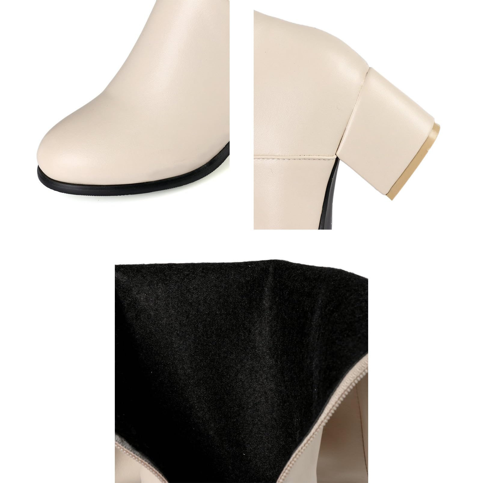 Mediados de la Pantorrilla otoño/Invierno cálido Botas Chunky tacón Rodilla Alta Montar Botas Altas Lado Cremallera Botas largas