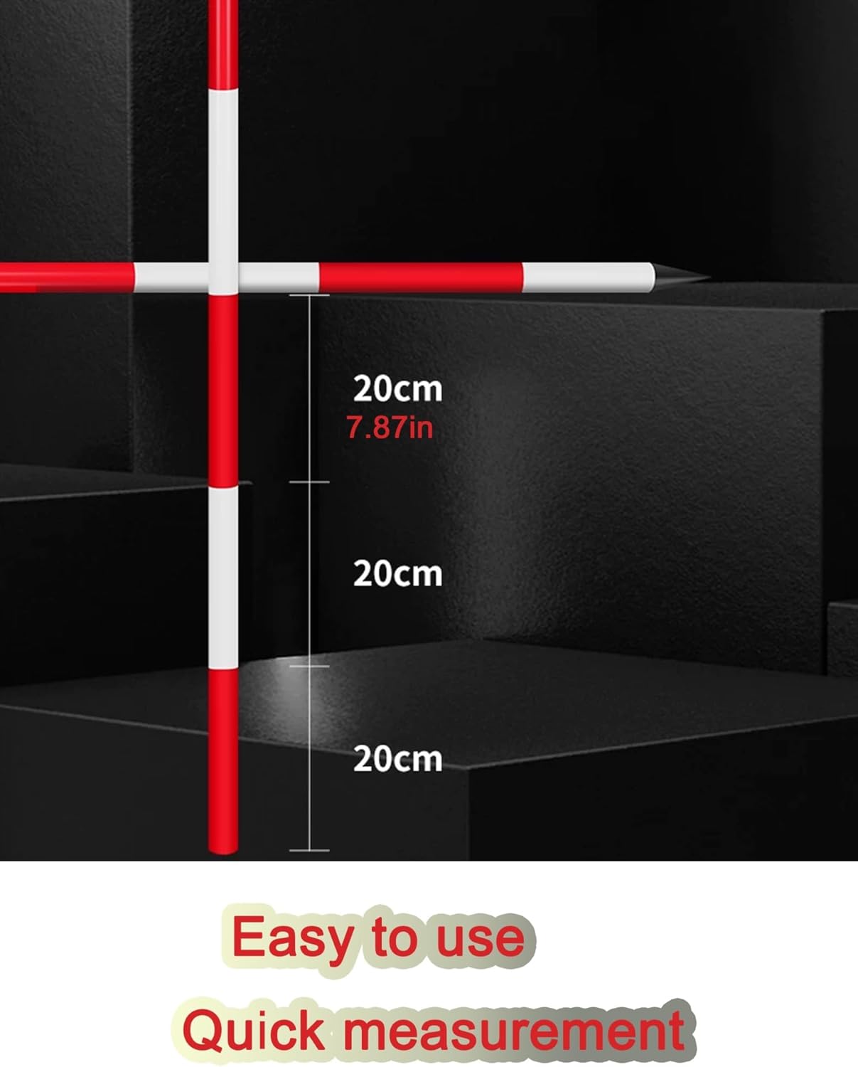 Heavy Duty Reflective Sectional Measuring Pole – 400cm Aluminum Alloy Survey Prism Rod for Subway, Shaft, and Site Monitoring, Durable & Lightweight,400cm