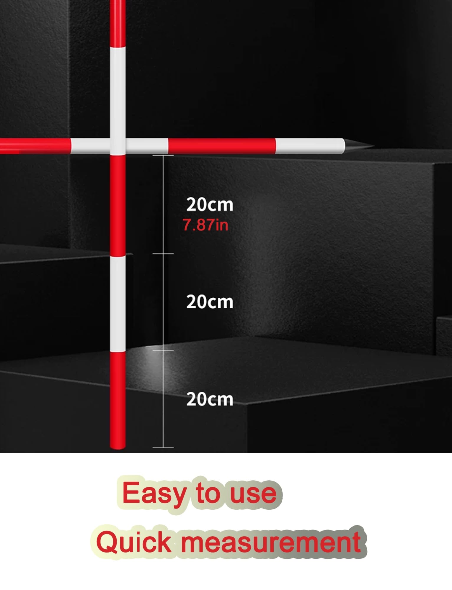 Poste de medición seccional reflectante: varilla de prisma topográfica de aleación de aluminio de alta resistencia for monitoreo de subterráneos, pozos y sitios(200cm)