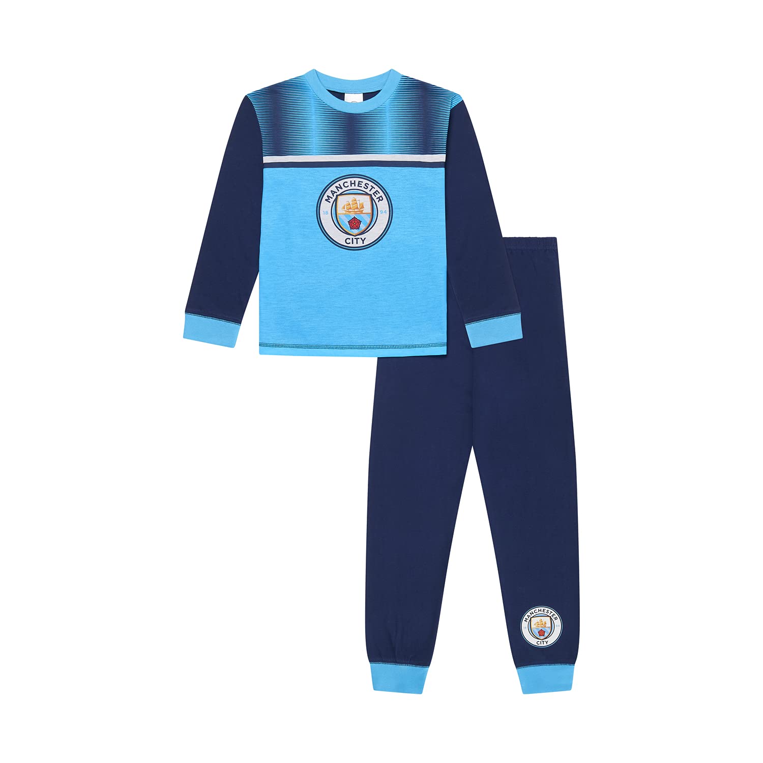 MANCHESTER CITY F.C Boys Pyjamas, Man City PJ Set Ages 3 to 15 Years Old, Official Football Merchandise (3-4 Years) Blue