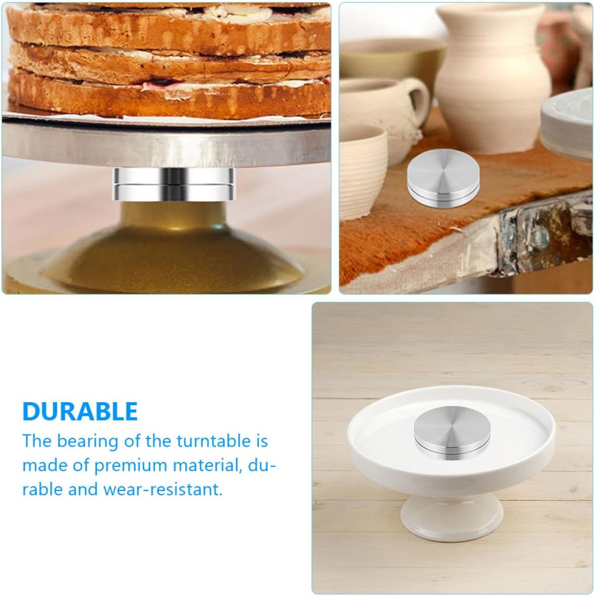 Rotating Cake Turntable Bearing Base Φ120mm Aluminum Alloy Rotatable Tray Swivel Stand for Cake Decorating and Baking Accessories