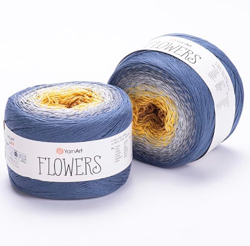 YarnArt Flowers Gradient Cotton Cake Yarn, 1094 Yards, Color 316-2 Pack