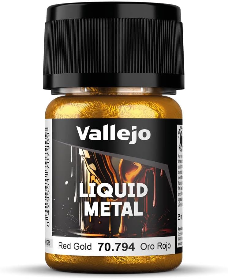Vallejo - Metallic Set | Liquid Metal | 4 Bottles x 35 ml. (1.18 fl.oz.) | Silver - Gold - Old Gold - Copper