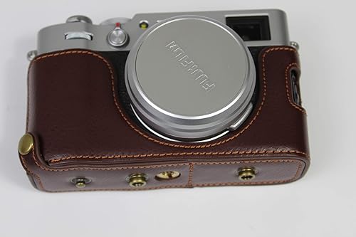 Miniatura 4 de Funda X100V, de piel auténtica hecha a mano, de cuerpo completo, para cámara Fujifilm Fuji X100V, versión de apertura inferior + correa para el