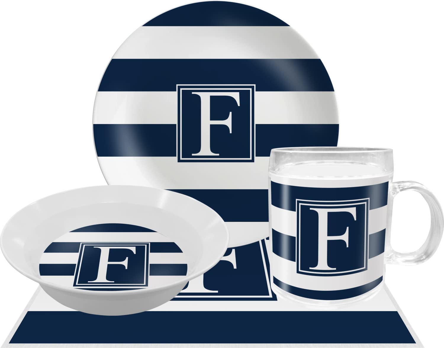 Personalized Horizontal Stripe Melamine Bowl - 12 oz