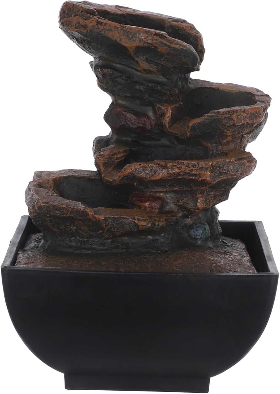 Relaxing Desktop Water Fountain with LED Light and Soothing Sound Chinese Style Indoor Zen Garden Decor for Meditation and Home Office Lightweight Sturdy Tabletop Fountain with US