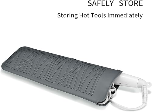 Vista 4 de Silicone Heat Resistant Mat for Hair Iron, 11 x 5 inch, Grey, 1 Pack