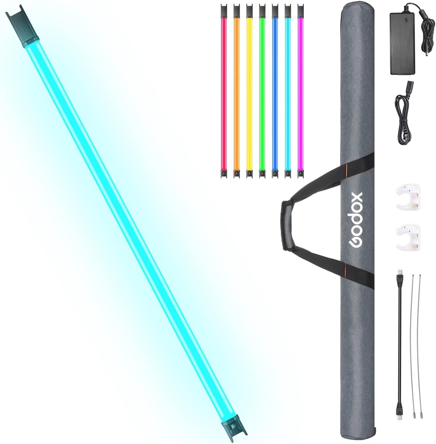 Godox TL120 RGB Tube Light, 2700K-6500K Rechargeable Dimmable Full Color LED Video Light Stick, CRI 96, TLCI 98 with Built-in 5200mAh Battery and APP DMX Control