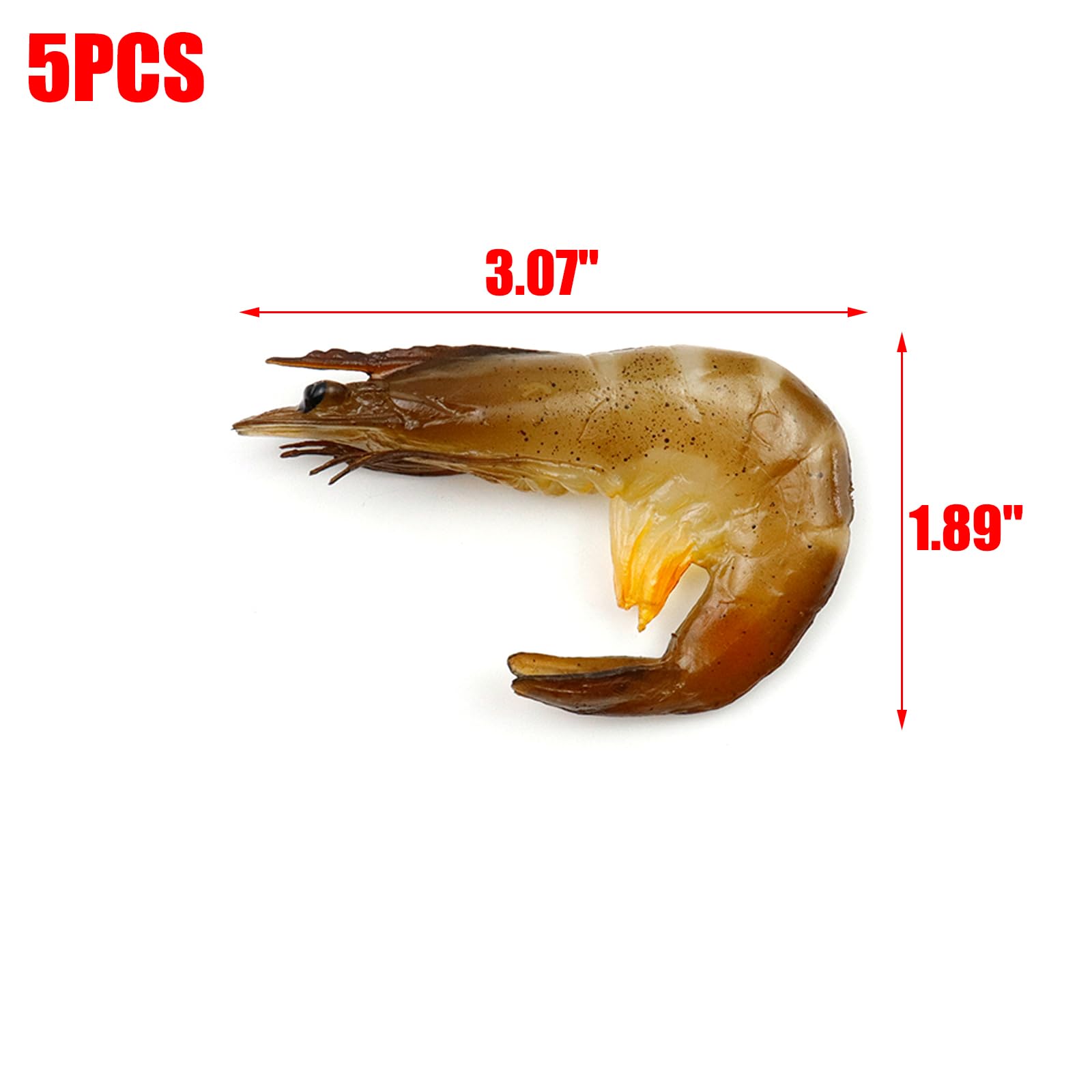 WDONAY 5PCS Artificial Raw Shrimps PVC Fake Shrimp Model Simulated Prawns Decoration for Kitchen Home Party Decoration Food Sample Display and Photography Prop