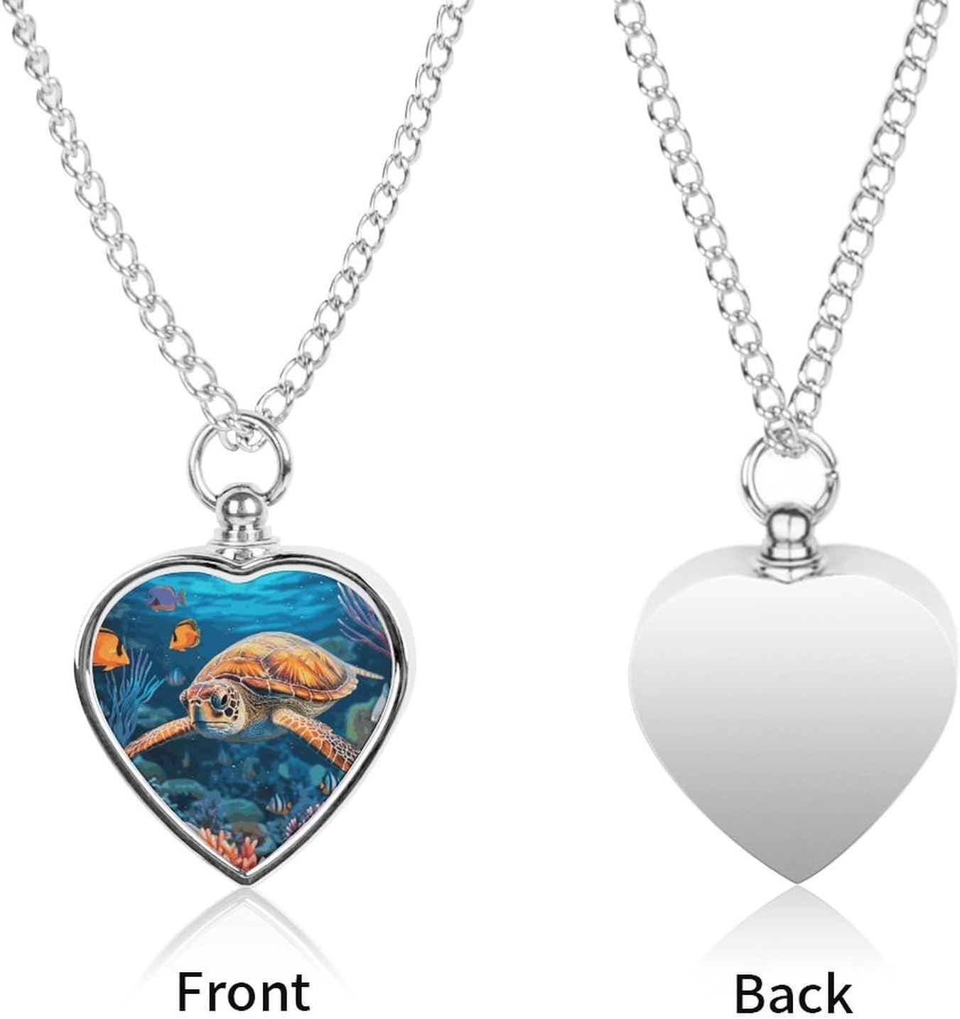 Tropical Fish Starfish Cremation Heart Pet Ashes Necklace image 2