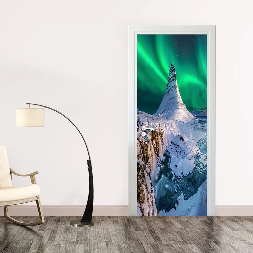 Tifege Door Sticker Wall Paper - 3D Wallpaper DIY Poster Art Murals Home Decor Quote Stickers Decoration Self-Adhesive Removable Aurora 30.3x78.7 MT089