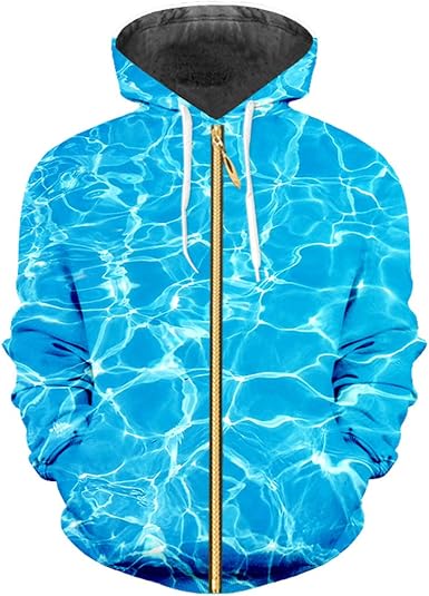 Amazon.com: Sudadera con capucha para hombre con cremallera en 3D azul con  estampado de ondas oceánicas : Ropa, Zapatos y Joyería