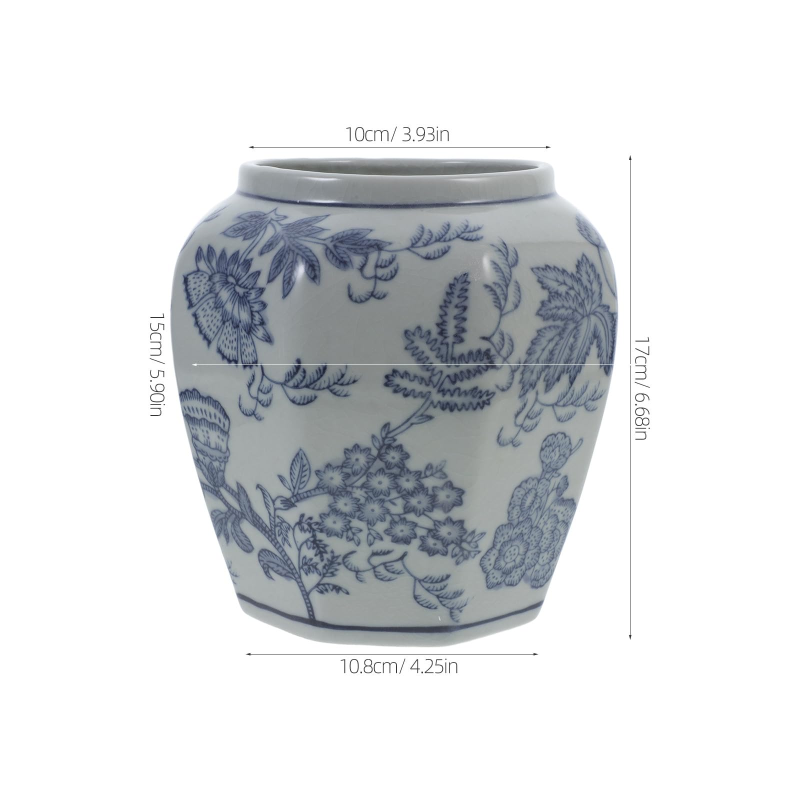 DOITOOL Jarrón Floral de Cerámica Azul Estilo Chino Diseño Delicado y Tacto Agradable para Decoración en Hogares y Entradas