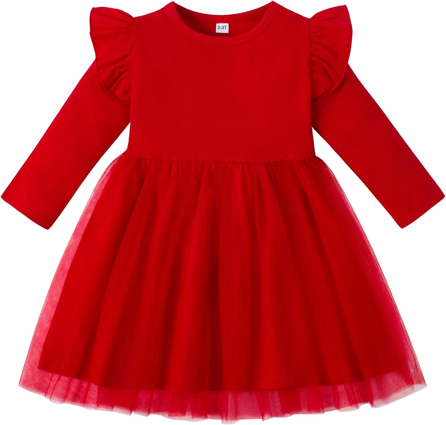 LYSMuch 18M-7Y Baby Girls Tulle Dress Toddler Ruffle Tutu Wedding Dresses Solid Color Birthday Outfit