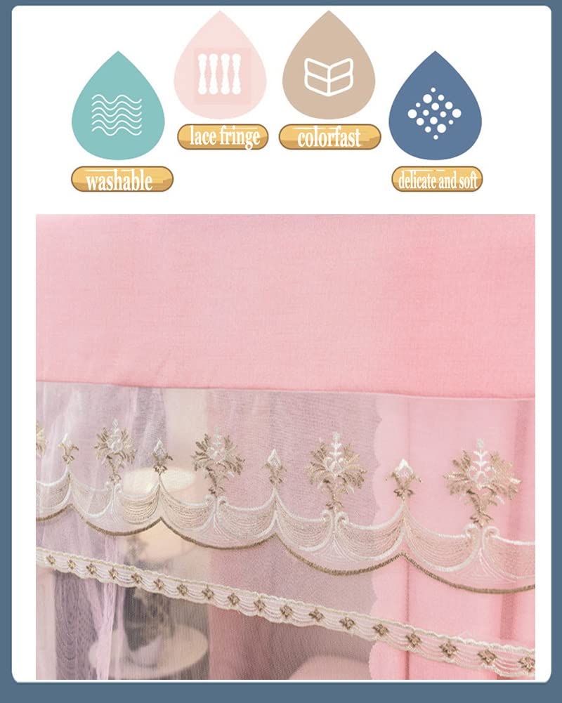 Doppelbetthimmel, Moskitonetz für Einzel-Doppelbett, 4 Eckpfostenbettvorhänge, Schlafzimmerdekor für Jungen und Mädchen mit Metallhalterungen (Rosa A) (Blau 180 x 200 cm/71 x 79 I/Blau/180 *