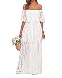 Women's Off Shoulder Lace Maxi Dress Boho Wedding Guest Bridesmaid Beach Formal Long Dress