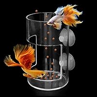 DbeansFlourithing Orbicular Automatic Fish Feeder - Reduces Filter Clogging, Contains Food, Safe PS Plastic for Clean Aquariums