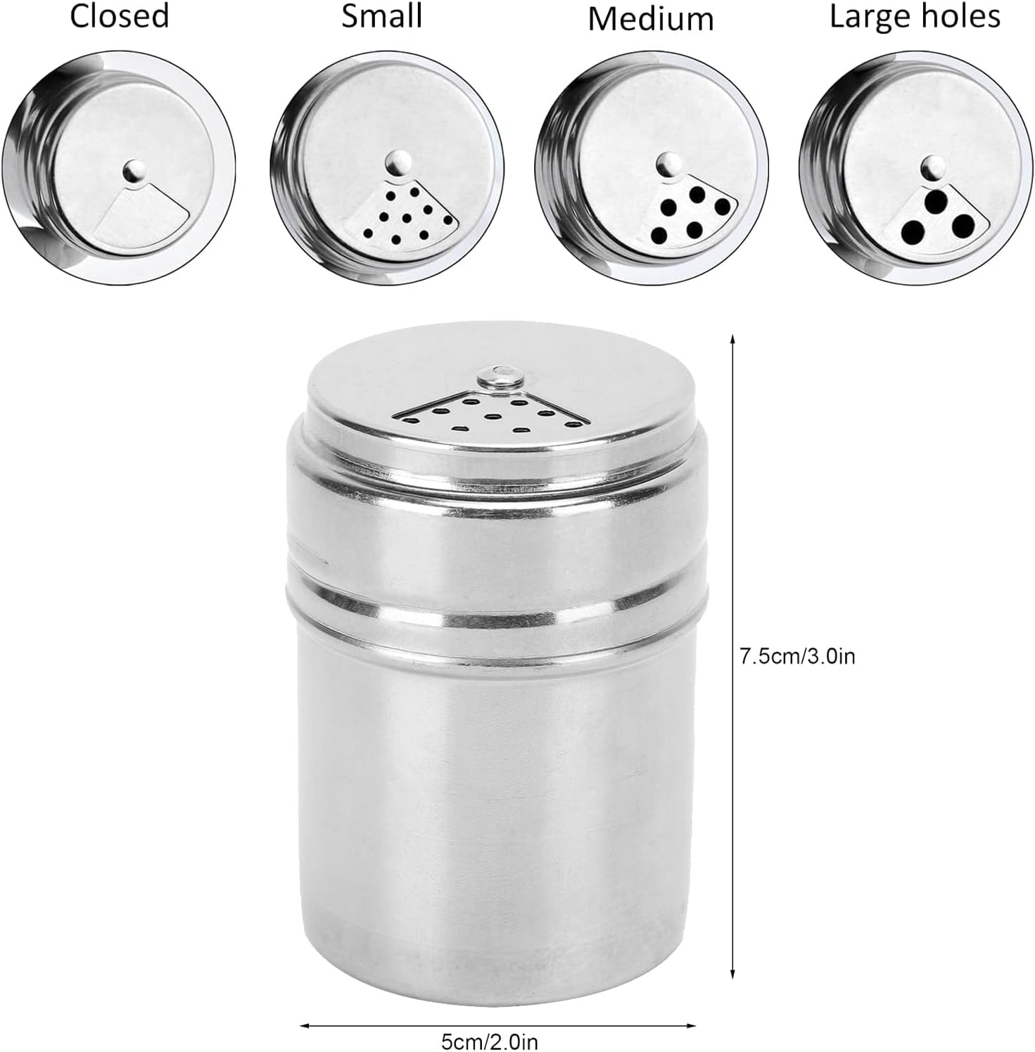 Stainless Steel Portable Seasoning Shaker Mini Salt Pepper Shaker with Sealed Leak proof Swivel Lid Ideal for Camping BBQ Kitchen Traveling with Salt Pepper Chili Sauce